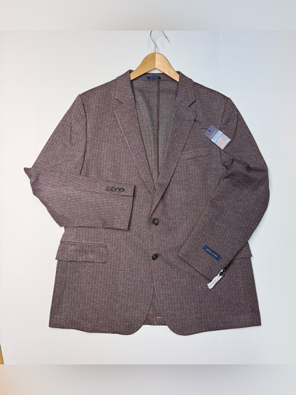 Stafford Mens Blazer Size 48RG Burgundy HD Sport Classic Fit Coat Stretch NWT